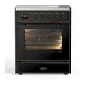 ILVE UMI30NE3BKB Majestic II 30 inch Induction Range with 4 Elements, 4 cu. ft. Oven Capacity (Triple Glass Door, Glossy Black, Burnished)
