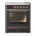 ILVE UMI30NE3MGP Majestic II 30 inch Induction Range with 4 Elements, 4 cu. ft. Oven Capacity (Triple Glass Door, Graphite Matte, Copper)