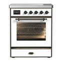 ILVE UMI30NE3WHB Majestic II 30 inch Induction Range with 4 Elements, 4 cu. ft. Oven Capacity (Triple Glass Door, White, Burnished)