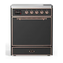 ILVE UMI30QNE3MGP Majestic II 30 inch Induction Range with 4 Elements, 4 cu. ft. Oven Capacity (Solid Door, Graphite Matte, Copper)