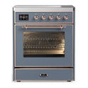 ILVE UMIB30NR3BGP Majestic III 30 inch Induction Range with 4 Elements, 4 cu. ft. Oven Capacity (Triple Glass Door, Blue Grey, Copper)