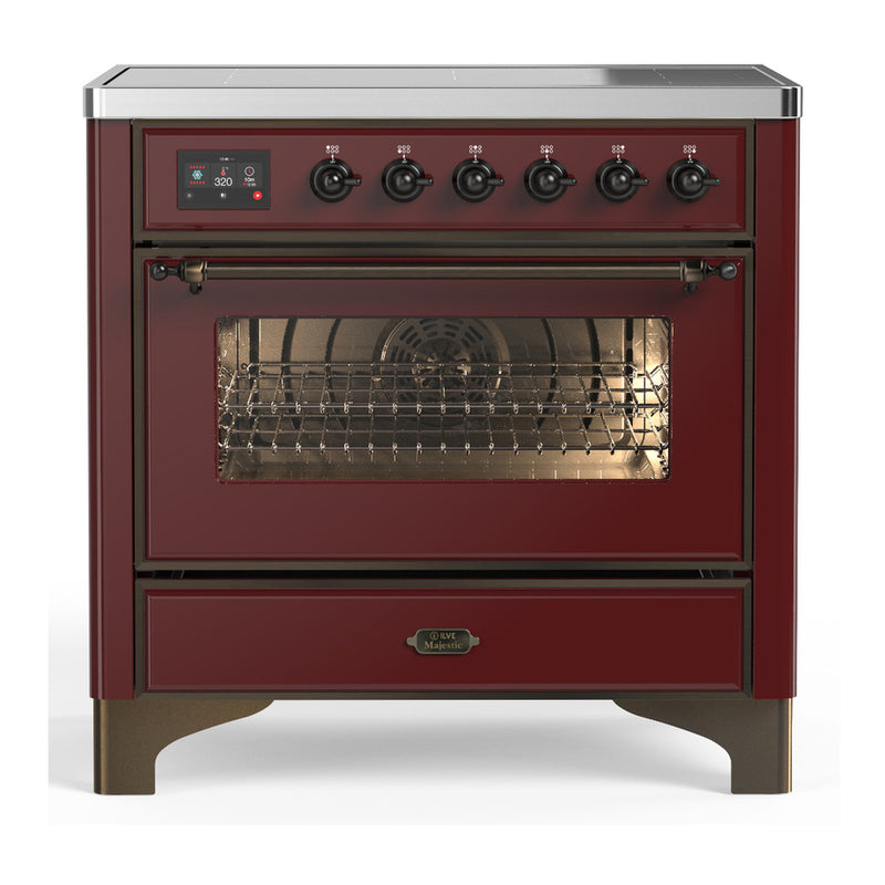 ILVE UMIB36NR3BUB Majestic III 36 in. Induction Range in Burgundy