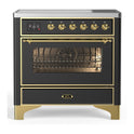 ILVE UMIB36NR3MGG Majestic III 36 inch Induction Range with 6 Elements, 3.5 cu. ft. Total Oven Capacity (Triple Glass Door, Graphite Matte, Brass)