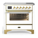 ILVE UMIB36NR3WHG Majestic III 36 inch Induction Range with 6 Elements, 3.5 cu. ft. Total Oven Capacity (Triple Glass Door, White, Brass)