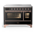 ILVE UMIB48NR3BKP Majestic III 48 inch Induction Range with 6 Elements, 5.02 cu. ft. Total Oven Capacity (Triple Glass Door, Glossy Black, Copper)