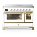 ILVE UMIB48NR3WHG Majestic III 48 inch Induction Range with 6 Elements, 5.02 cu. ft. Total Oven Capacity (Triple Glass Door, White, Brass)