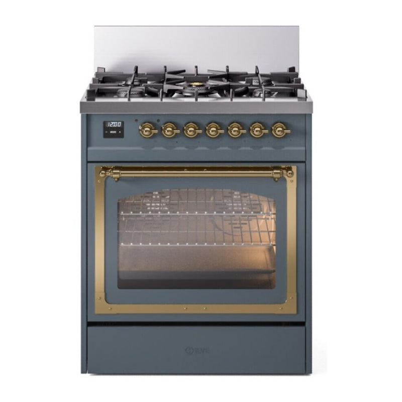 ILVE UN30NMPBGG Nostalgie 30 in. Dual Fuel Range in Blue Grey