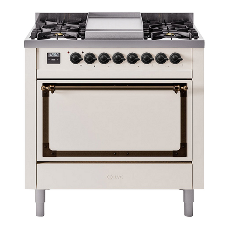ILVE UN36FQNMPAWBLP Nostalgie II 36 in. Dual Fuel Range in Antique White