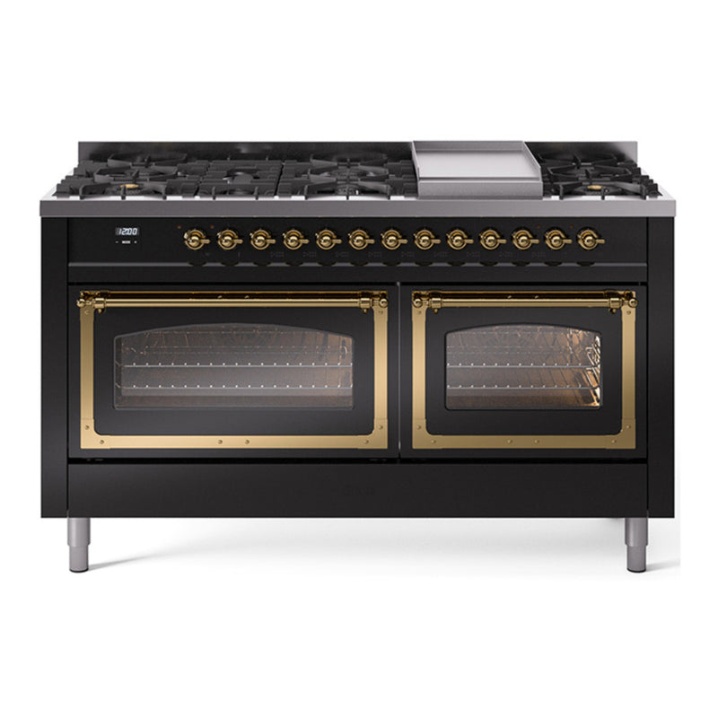 ILVE UN60FNMPBKG Nostalgie 60 in. Dual Fuel Range in Glossy Black