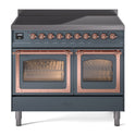 ILVE UNDI406NMPBGP Nostalgie II Noblesse 40 inch Induction Range with 6 Elements (Triple Glass Door, Blue Grey, Copper)