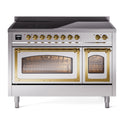 ILVE UNI486NMPSSG Nostalgie II Noblesse 48 inch Induction Range with 6 Elements (Triple Glass Door, Stainless Steel, Brass)