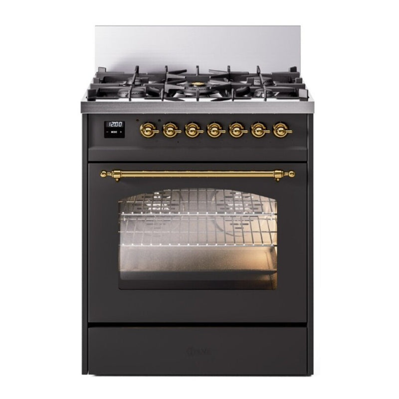 ILVE UP30NMPMGGLP Nostalgie II 30 in. Dual Fuel Range in Graphite Matte