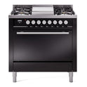 ILVE UP36FQMPBK Professional Plus II 36 inch Dual Fuel Range (Natural Gas, Solid Door, Glossy Black)
