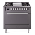 ILVE UP36FQMPMG Professional Plus II 36 inch Dual Fuel Range (Natural Gas, Solid Door, Graphite Matte)
