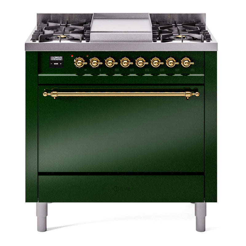 ILVE UP36FQNMPEGG Nostalgie II 36 in. Dual Fuel Range in Emerald Green