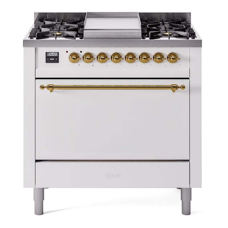 ILVE UP36FQNMPWHG Nostalgie II 36 in. Dual Fuel Range in White