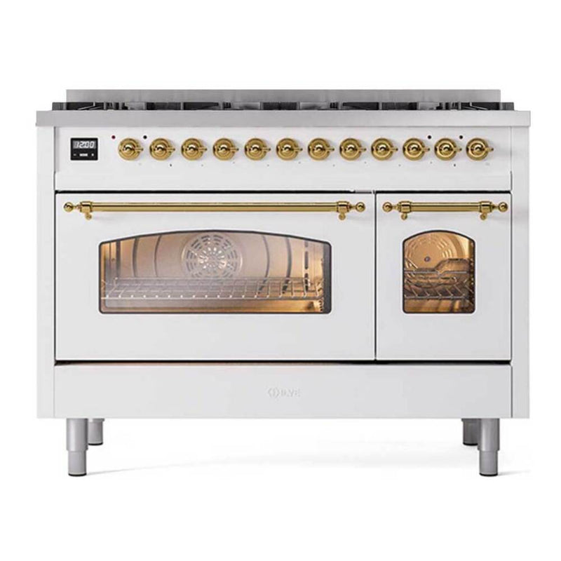 ILVE UP488NMPWHGLP Nostalgie II 48 in. Dual Fuel Range in White