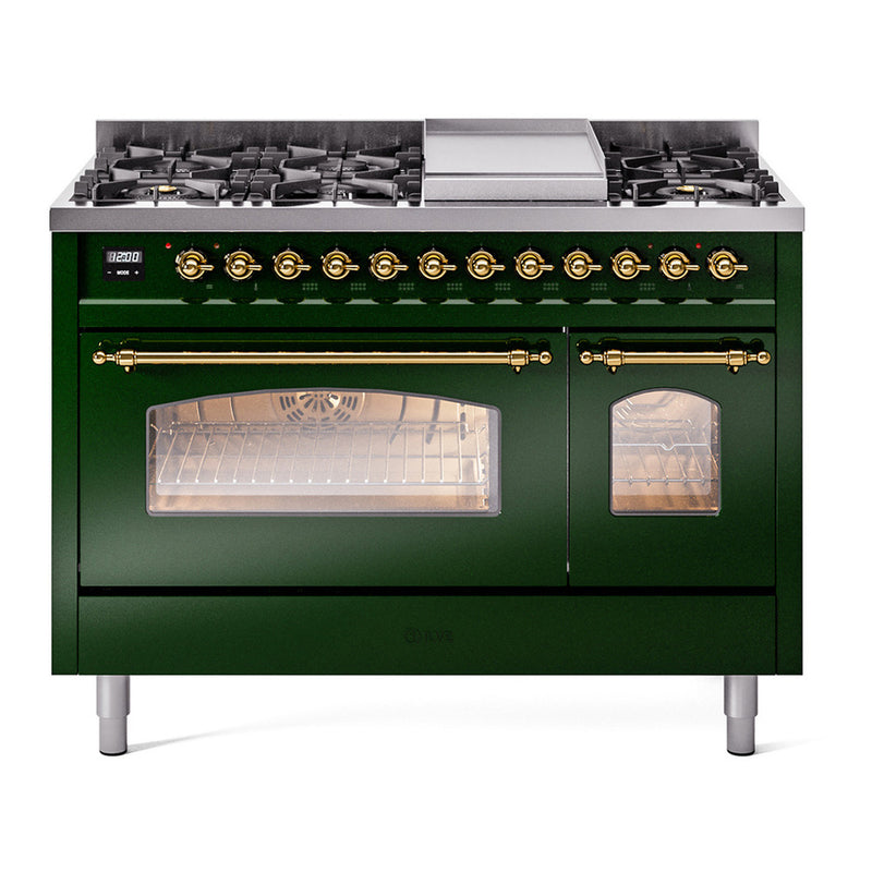 ILVE UP48FNMPEGG Nostalgie II 48 in. Dual Fuel Range in Emerald Green