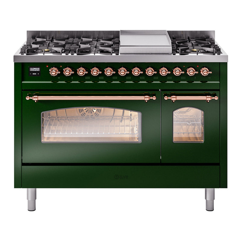 ILVE UP48FNMPEGP Nostalgie II 48 in. Dual Fuel Range in Emerald Green