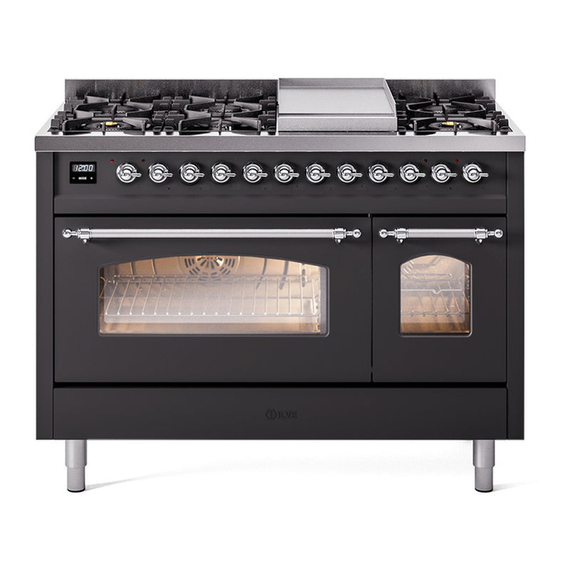 ILVE UP48FNMPMGC Nostalgie II 48 in. Dual Fuel Range in Graphite Matte