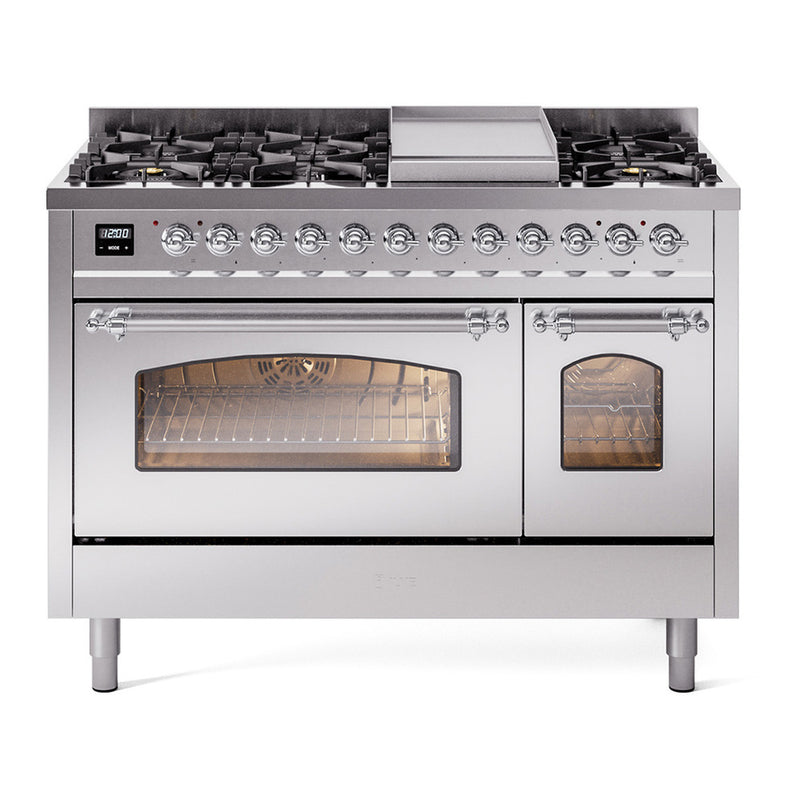 ILVE UP48FNMPSSC Nostalgie II 48 in. Dual Fuel Range in Stainless Steel