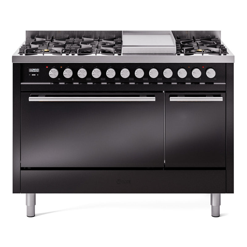 ILVE UP48FQMPBK Professional Plus II 48 in. Dual Fuel Range in Glossy Black