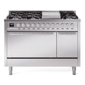 ILVE UP48FQMPSS Professional Plus II 48 inch Dual Fuel Range (8 Sealed Burners + Griddle, Natural Gas, Solid Door, Stainless Steel)