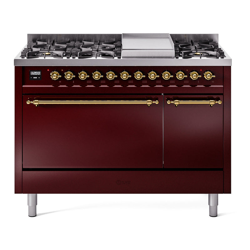 ILVE UP48FQNMPBUGLP Nostalgie II 48 in. Dual Fuel Range - Burgundy