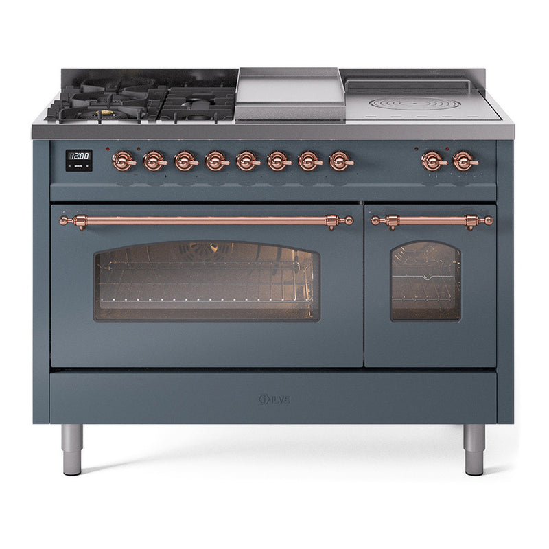 ILVE UP48FSNMPBGP Nostalgie II 48 in. Dual Fuel Range in Blue Grey