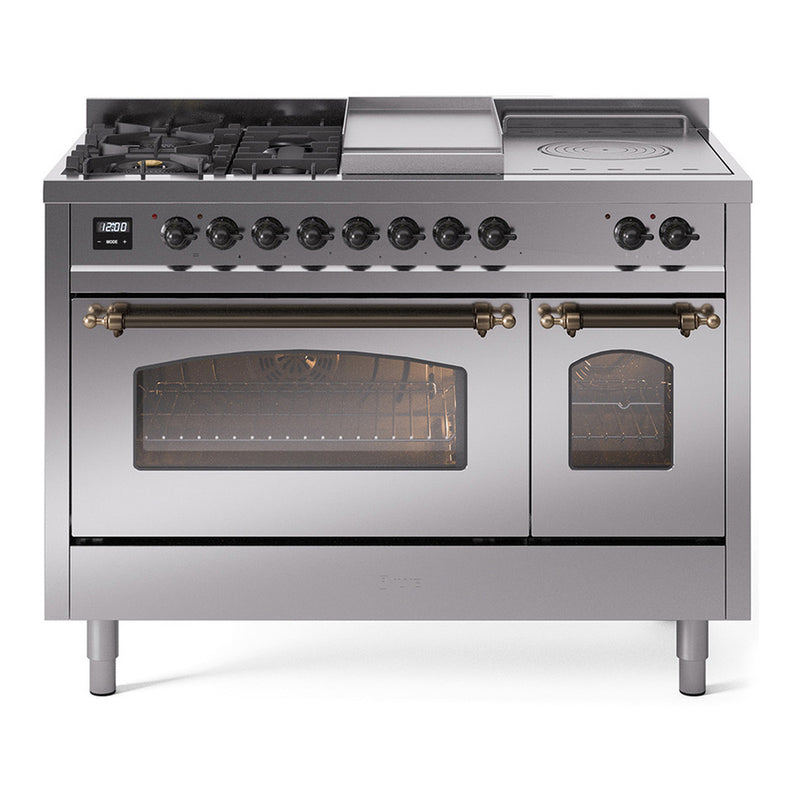 ILVE UP48FSNMPSSB Nostalgie II 48 in. Dual Fuel Range in Stainless Steel