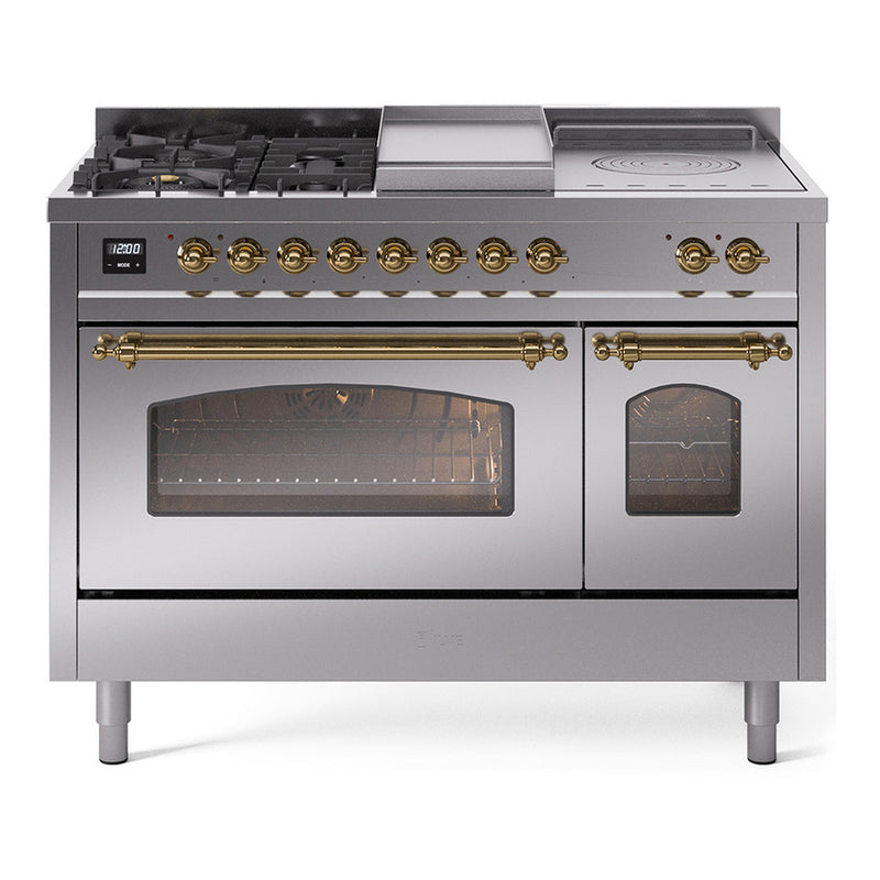 ILVE UP48FSNMPSSGLP Nostalgie II 48 in. Dual Fuel Range in Stainless Steel
