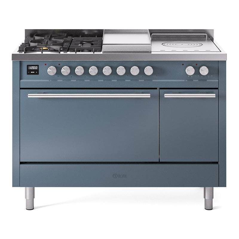 ILVE UP48FSQMPBG Professional Plus II 48 in. Dual Fuel Range in Blue Grey