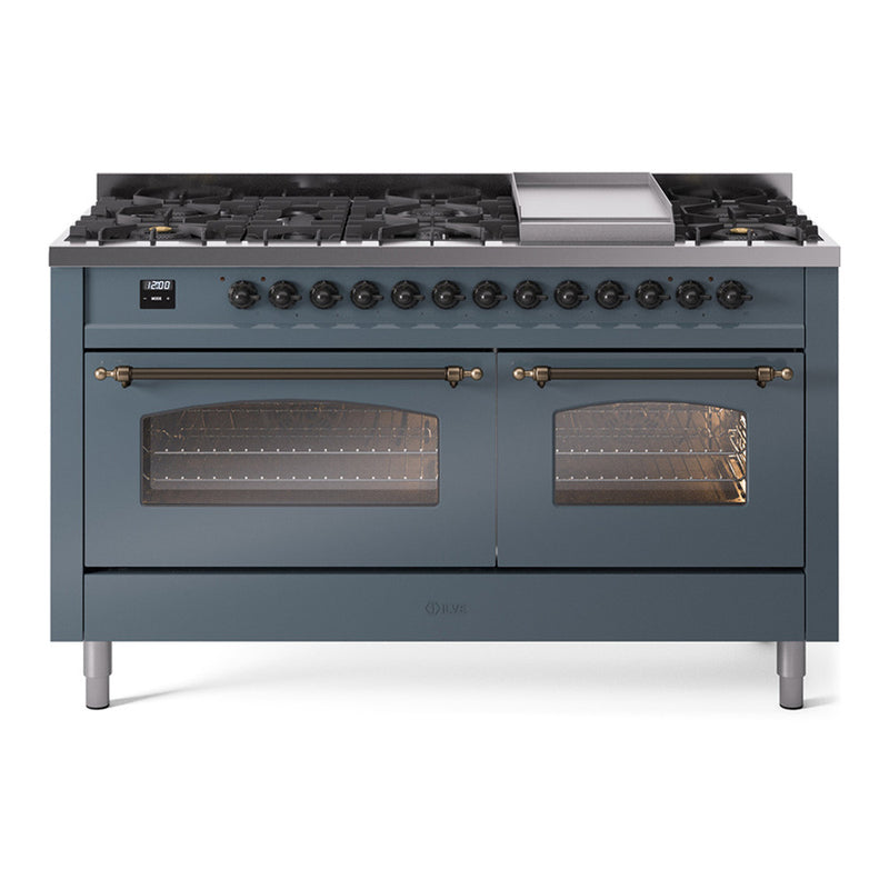 ILVE UP60FNMPBGB Nostalgie II 60 in. Dual Fuel Range in Blue Grey