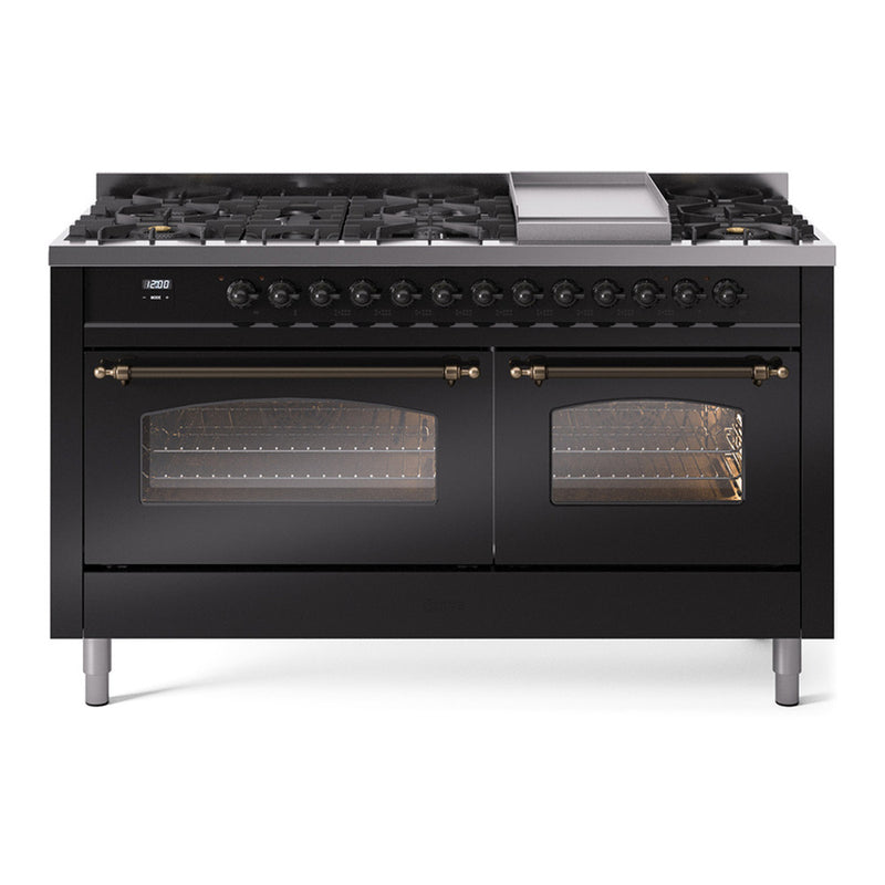ILVE UP60FNMPBKB Nostalgie 60 in. Dual Fuel Range in Glossy Black