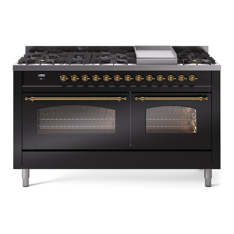 ILVE UP60FNMPBKG Nostalgie II 60 in. Dual Fuel Range in Glossy Black