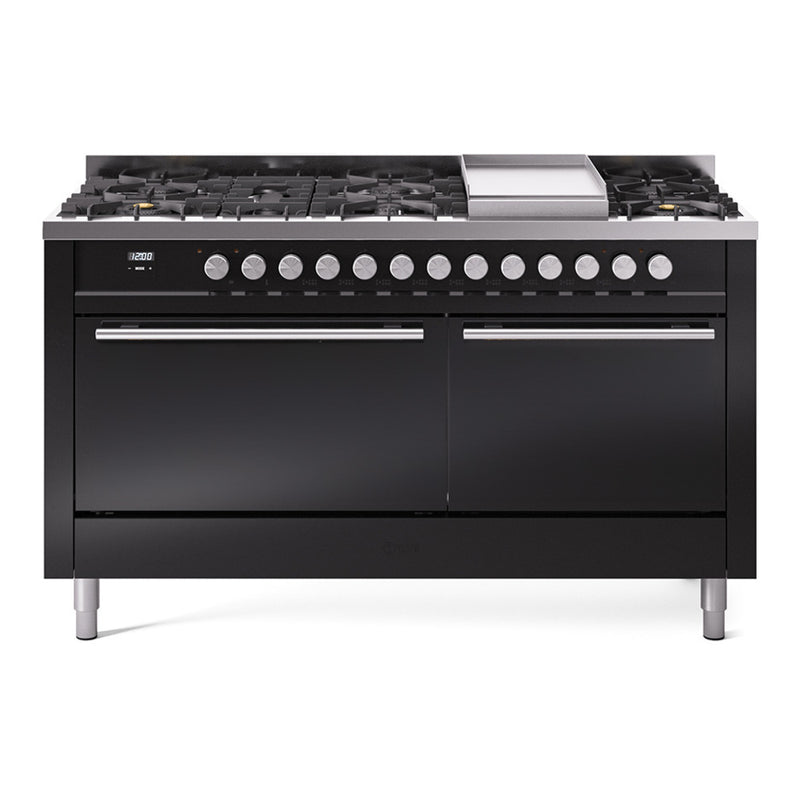 ILVE UP60FQMPBK Professional Plus II 60 in. Dual Fuel Range in Glossy Black