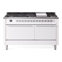 ILVE UP60FQMPWH Professional Plus II 60 inch Dual Fuel Range (9 Sealed Burners + Griddle, Natural Gas, Solid Door, White)