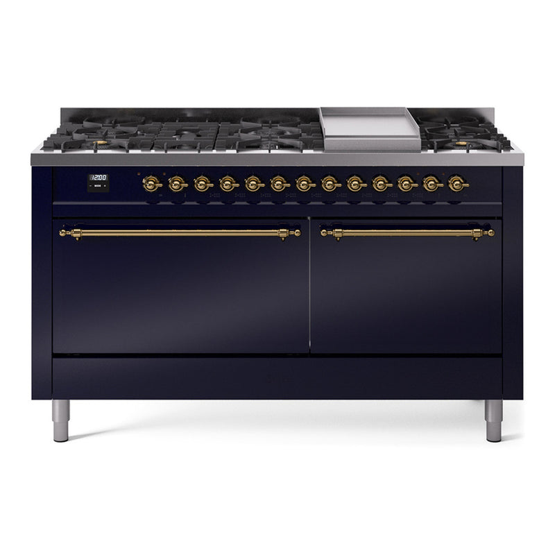 ILVE UP60FQNMPMBG Nostalgie II 60 in. Dual Fuel Range in Midnight Blue