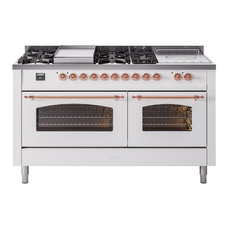 ILVE UP60FSNMPWHP Nostalgie II 60 in. Dual Fuel Range in White