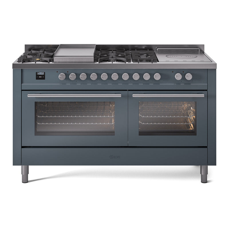 ILVE UP60FSWMPBG Professional Plus II 60 in. Dual Fuel Range in Blue Grey