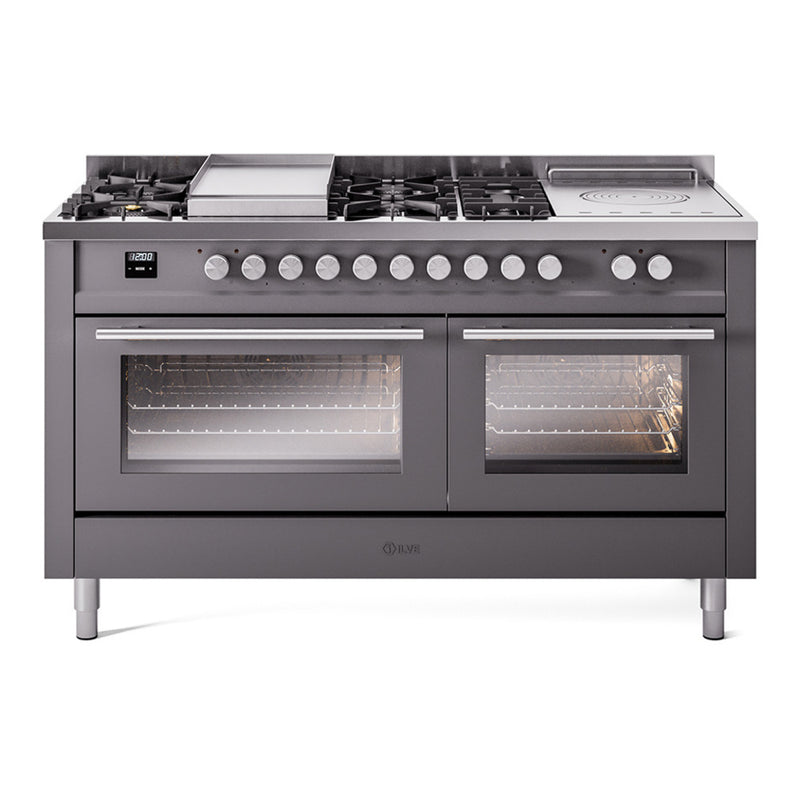 ILVE UP60FSWMPMG Professional Plus II 60 in. Dual Fuel Range in Graphite Matte