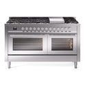 ILVE UP60FWMPSS Professional Plus II 60 inch Dual Fuel Range (9 Sealed Burners + Griddle, Natural Gas, Triple Glass Door, Stainless Steel)