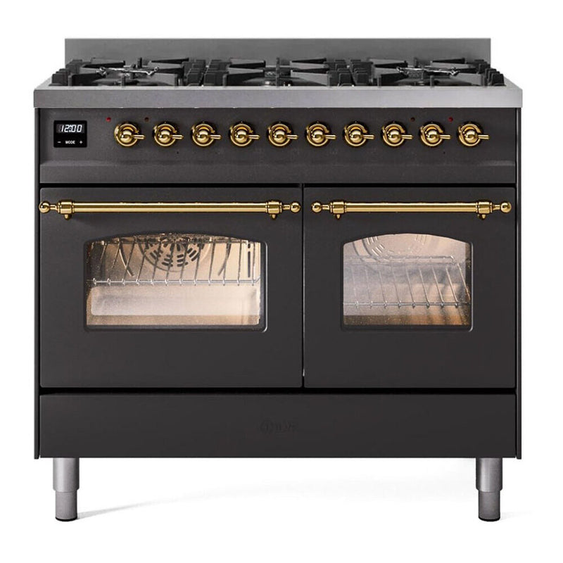 ILVE UPD406NMPMGGLP Nostalgie II 40 in. Dual Fuel Range in Graphite Matte