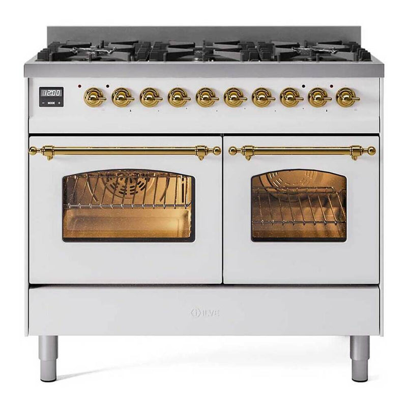 ILVE UPD406NMPWHG Nostalgie II 40 in. Dual Fuel Range in White
