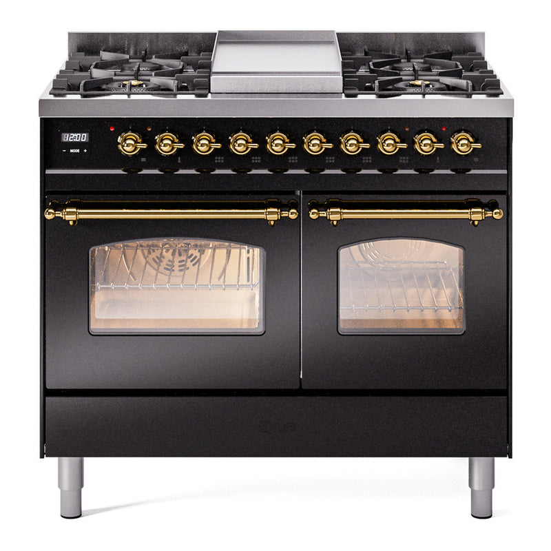 ILVE UPD40FNMPBKG Nostalgie II 40 in. Dual Fuel Range in Glossy Black