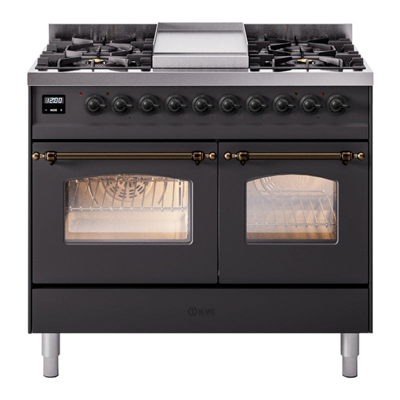 ILVE UPD40FNMPMGB Nostalgie 40 in. Dual Fuel Range in Graphite Matte