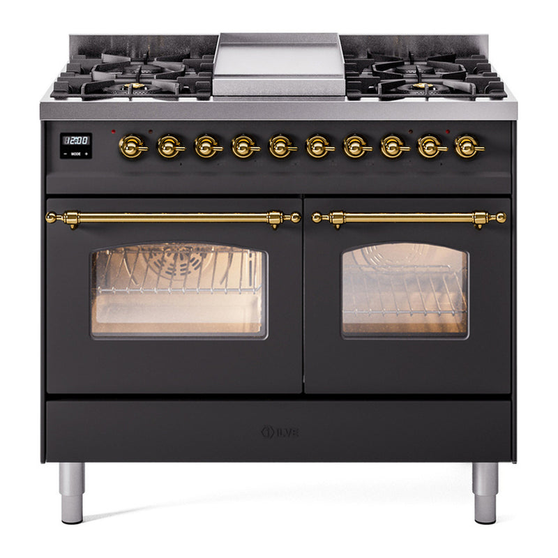 ILVE UPD40FNMPMGG Nostalgie II 40 in. Dual Fuel Range in Graphite Matte