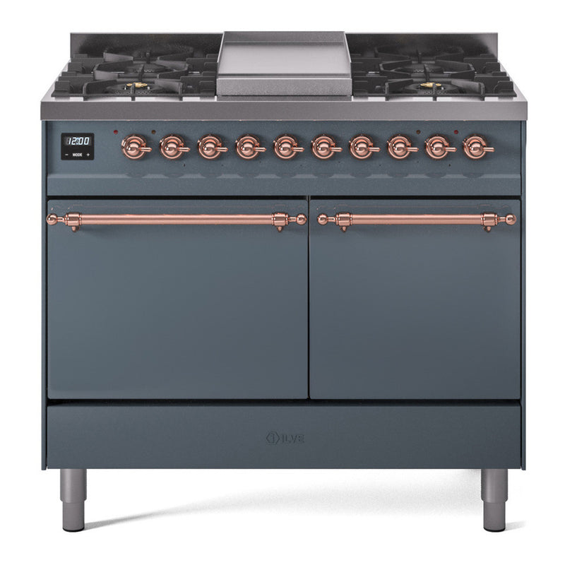 ILVE UPD40FQNMPBGP Nostalgie II 40 in. Dual Fuel Range in Blue Grey