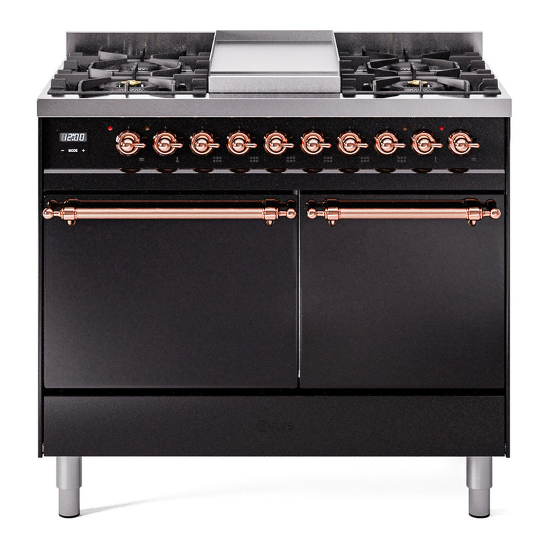 ILVE UPD40FQNMPBKP Nostalgie II 40 in. Dual Fuel Range in Glossy Black