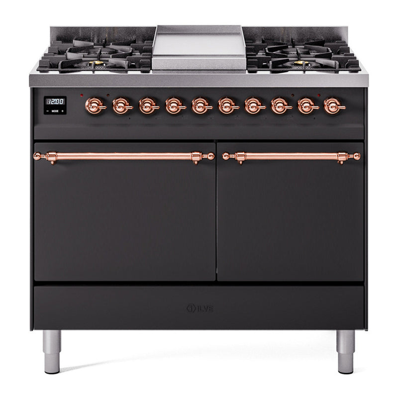 ILVE UPD40FQNMPMGP Nostalgie II 40 in. Dual Fuel Range in Graphite Matte